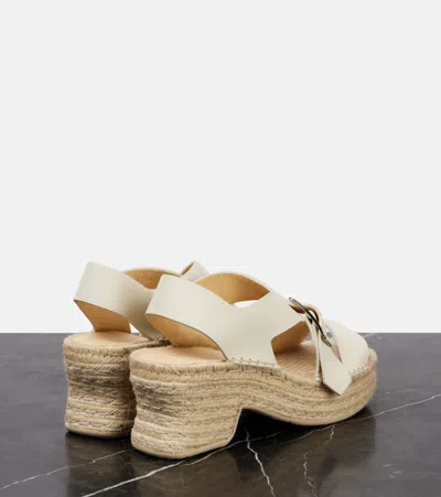 Loewe Petal Espadrille High Heel Sandals In White