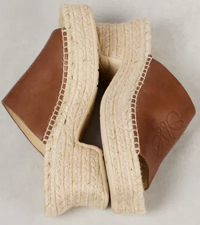 PAULA'S IBIZA PETAL 80皮革草编坡跟鞋