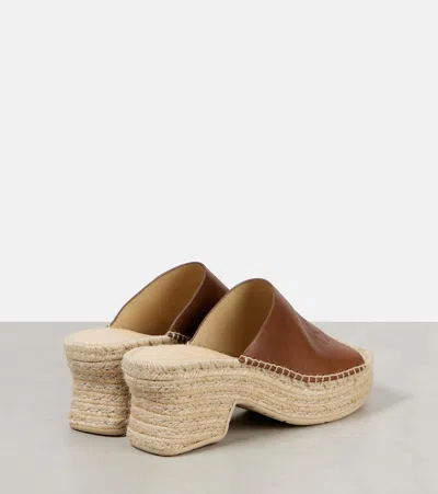 PAULA'S IBIZA PETAL 80皮革草编坡跟鞋