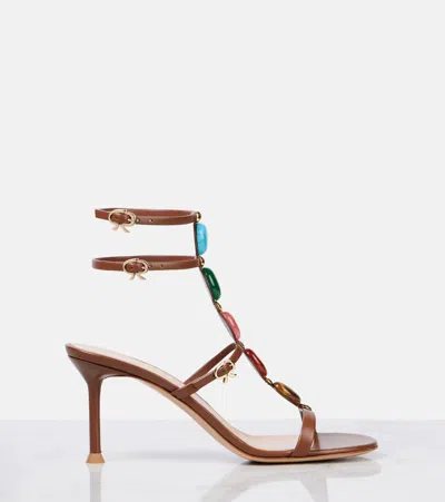 Gianvito Rossi Shanti 70 Embellished Leather Sandals In Brown
