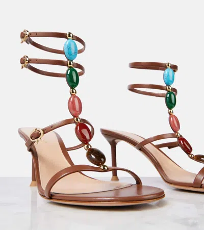 Gianvito Rossi Shanti 70 Embellished Leather Sandals In Brown