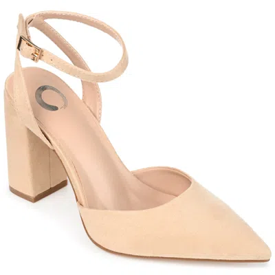 Journee Collection Tyyra Womens Pointed Closed Toe Block Heel Pumps In Brown