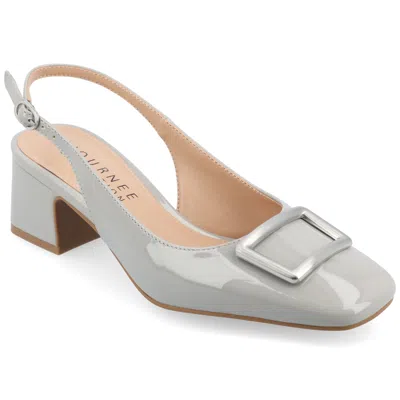 Journee Collection Everlee Womens Square Block Heel Pumps In Grey
