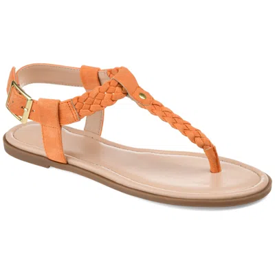Journee Collection Womens Genevive Ankle Strap Flat Sandals In Orange