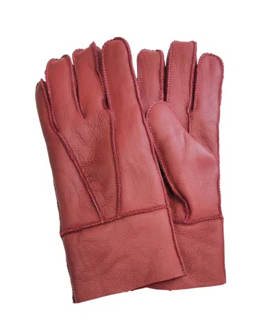 Infinity Leather Unisex Sheepskin Leather Gloves With Roll Up/down Cuff In Red