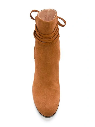 Shop Unützer Tied Detailing Ankle Boots - Brown