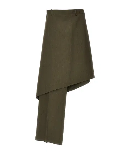 Bottega Veneta L Asymmetrical Pants Skirt In Green