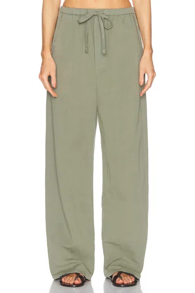 Citizen Of Humanity Aurora Cotton And Linen Wide-leg Pants In Green