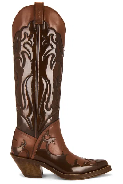 Gabriela Hearst Capitana Glossed-leather Cowboy Boots In Cognac