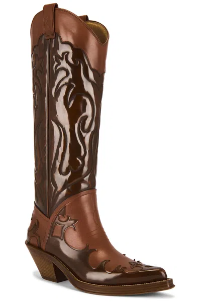 Gabriela Hearst Capitana Glossed-leather Cowboy Boots In Cognac
