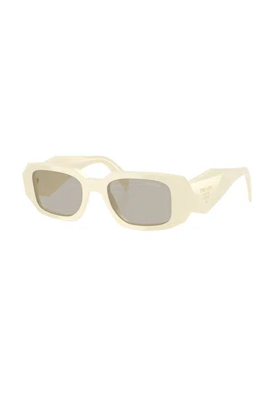 Prada Rectangular Sunglasses In White Milk