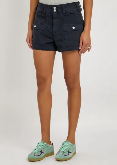 Paige Womens Olivia Patch-pocket Stretch-cotton Cargo Short Vintage Navy Seascape