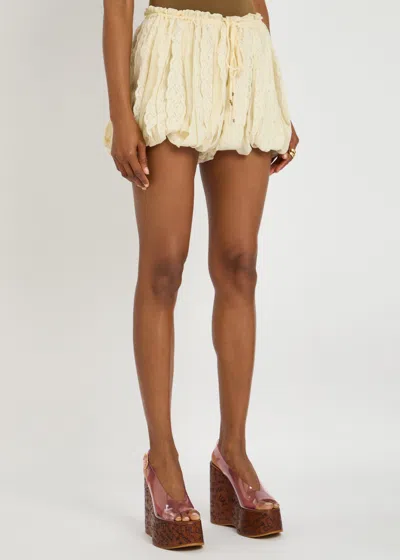 Chloé Mini Bloomy Floral Lace Drawstring Shorts In Off White