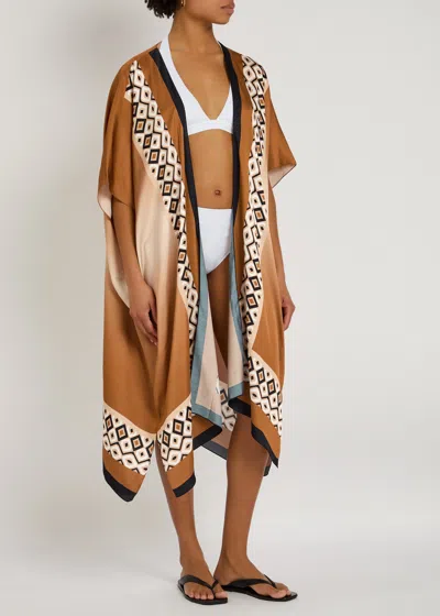 Max Mara Beachwear Dany Printed Satin Robe In Multicoloured 1
