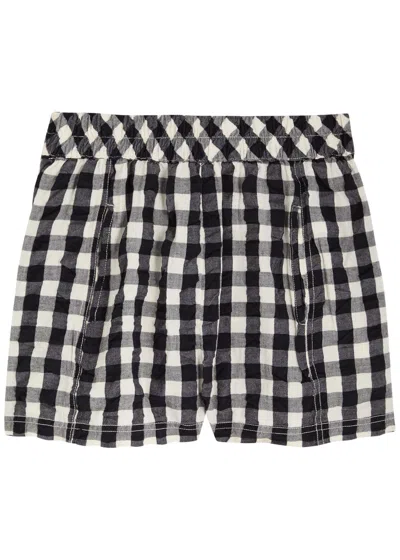 Free People Get Free Get Free Seersucker Cotton Pull-on Shorts In Black