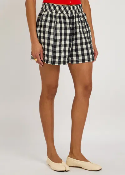 Free People Get Free Get Free Seersucker Cotton Pull-on Shorts In Black
