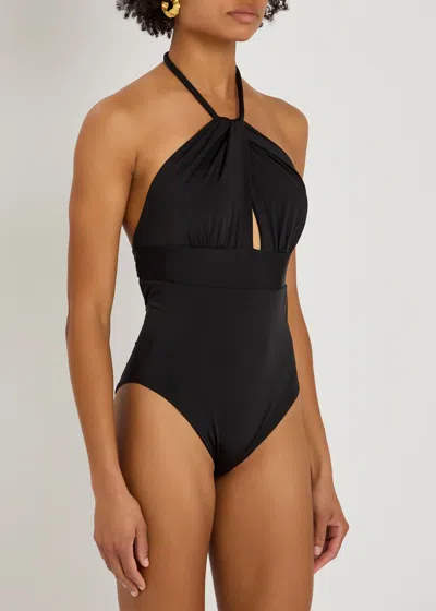 Max Mara Beachwear Chicca Twisted Swimsuit In Black