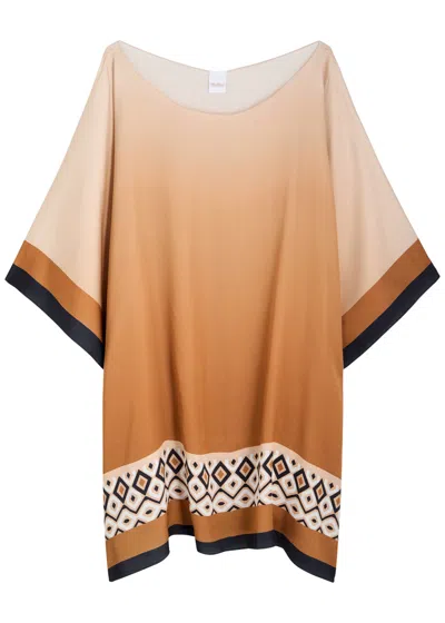 Max Mara Beachwear Canzone Printed Satin Kaftan In Multicoloured 1