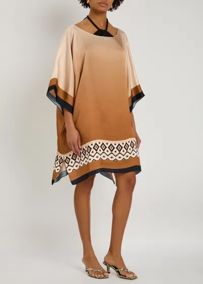 Max Mara Beachwear Canzone Printed Satin Kaftan In Multicoloured 1