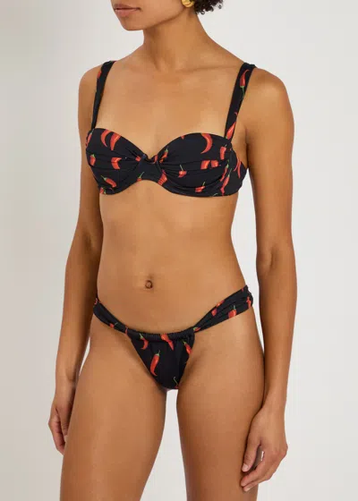 Leslie Amon Paloma Printed Bikini In Black