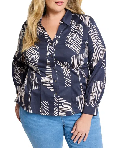 Nic + Zoe Nic+zoe Zebra Stripe Stretch Cotton Button-up Shirt