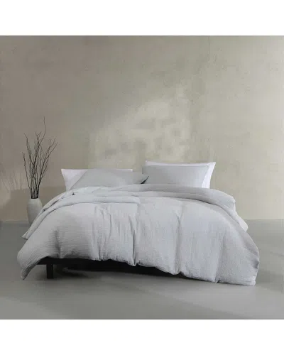 Calvin Klein Washed Texture Cotton Jacquard Duvet Cover Set In Gray,blue