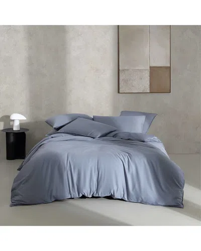 Calvin Klein 300 Thread Count Organic Earth Solid Cotton Sateen Duvet Cover Set In Light Blue