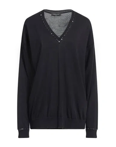 Fabiana Filippi Woman Sweater Midnight Blue Size 10 Cotton In Black