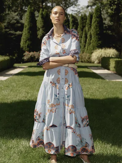 Robert Graham Pia 3/4 Sleeve Dress In Light Blue