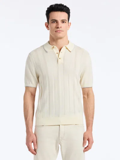 Robert Graham Edvan Short Sleeve Wool Blend Polo Sweater In Offwhite