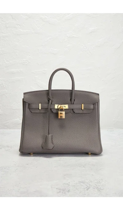 Fwrd Renew Hermes Togo Birkin 25 Handbag In Etain