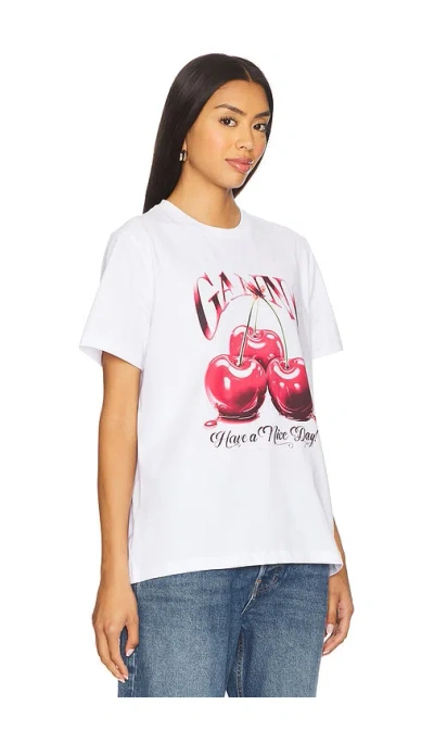 Ganni Graphic T-shirt In 亮白