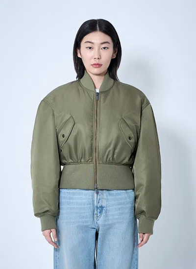 Saint Laurent Shell Bomber Jacket In Green