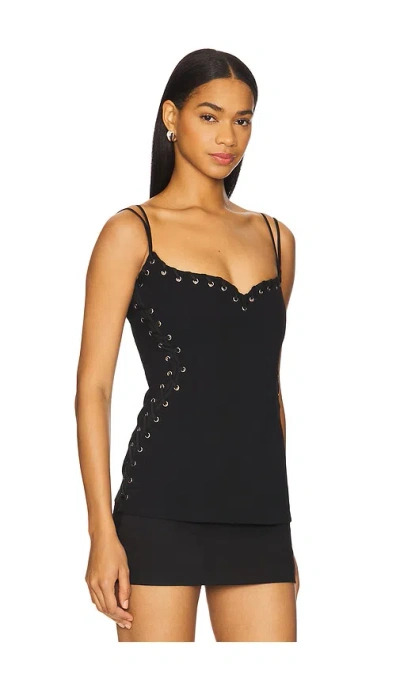 Paris Georgia Eyelet-embellished Top In Black