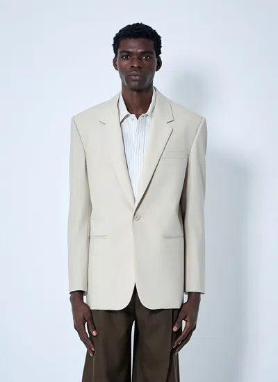 Saint Laurent Light Beige Single-breasted Wool Jacket In Neutral