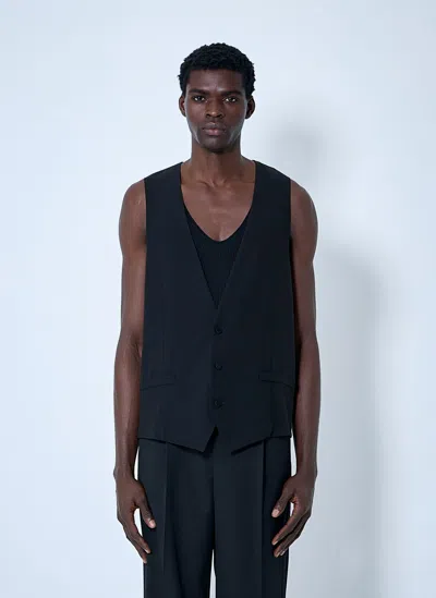 Saint Laurent Silk Crepe Waistcoat In Black