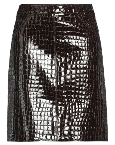 Tom Ford Glossy Croc Print Leather Mini Skirt In Brown
