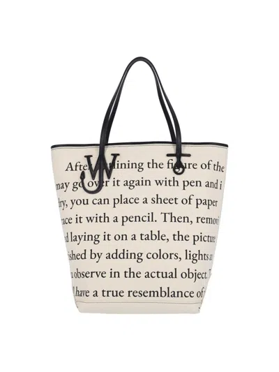 Jw Anderson J. W. Anderson Structured Tote Bag With Contrasting Black Trim In White