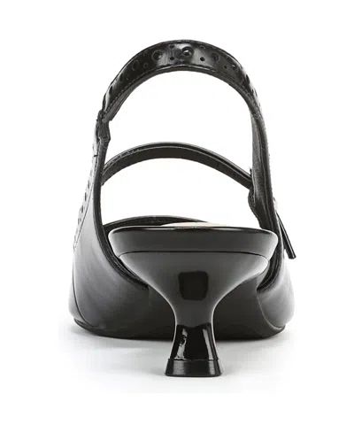 Lifestride Women's Marilyn Pointed Toe Kitten Heel Slingback Pumps In Black Faux Leather