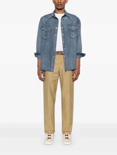 Incotex Cotton Trousers In Neutrals