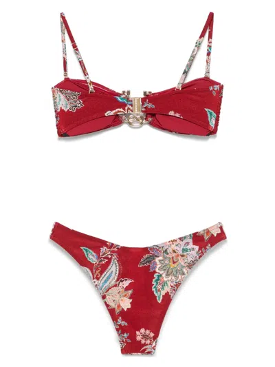 Zimmermann Beachwear In Red Polyamide In Pink