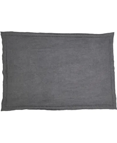 Saro Lifestyle Stonewashed Overlock Linen Edge Placemats, 14" X 20" In Slate