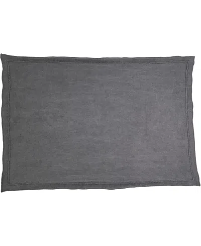 Saro Lifestyle Stonewashed Overlock Linen Edge Placemats, 14" X 20" In Slate