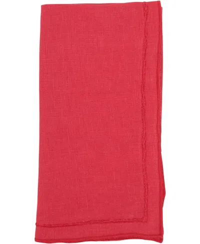 Saro Lifestyle Stonewashed Overlock Linen Edge Napkins, 20" X 20" In Red