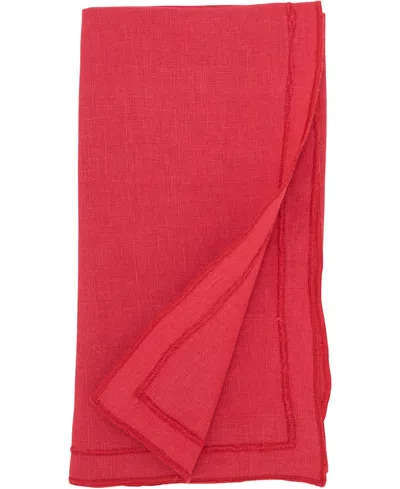 Saro Lifestyle Stonewashed Overlock Linen Edge Napkins, 20" X 20" In Red
