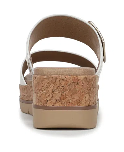 Dr. Scholl's Women's Once More Platform Slide Sandals In White Faux Leather