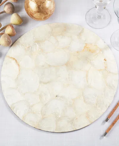 Saro Lifestyle Echoes Capiz Disc Placemats, 15" Round In Ivory