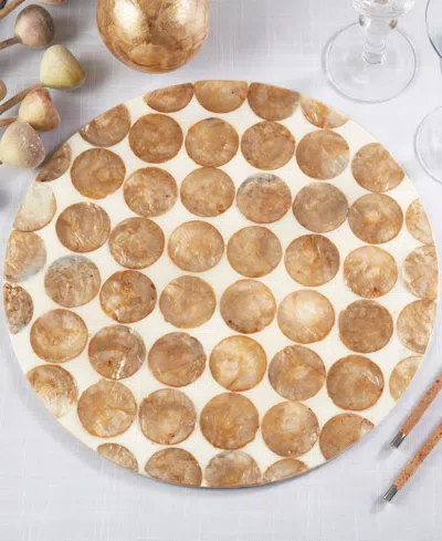 Saro Lifestyle Echoes Capiz Disc Placemats, 15" Round In Ivory