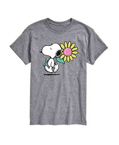 Airwaves Men's Peanuts Snoopy Spring Flower Short Sleeve T-shirt In Gray