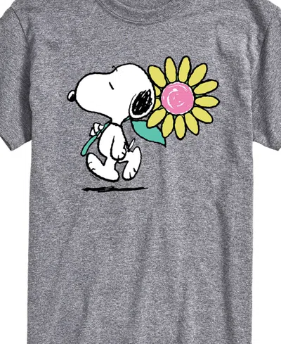 Airwaves Men's Peanuts Snoopy Spring Flower Short Sleeve T-shirt In Gray